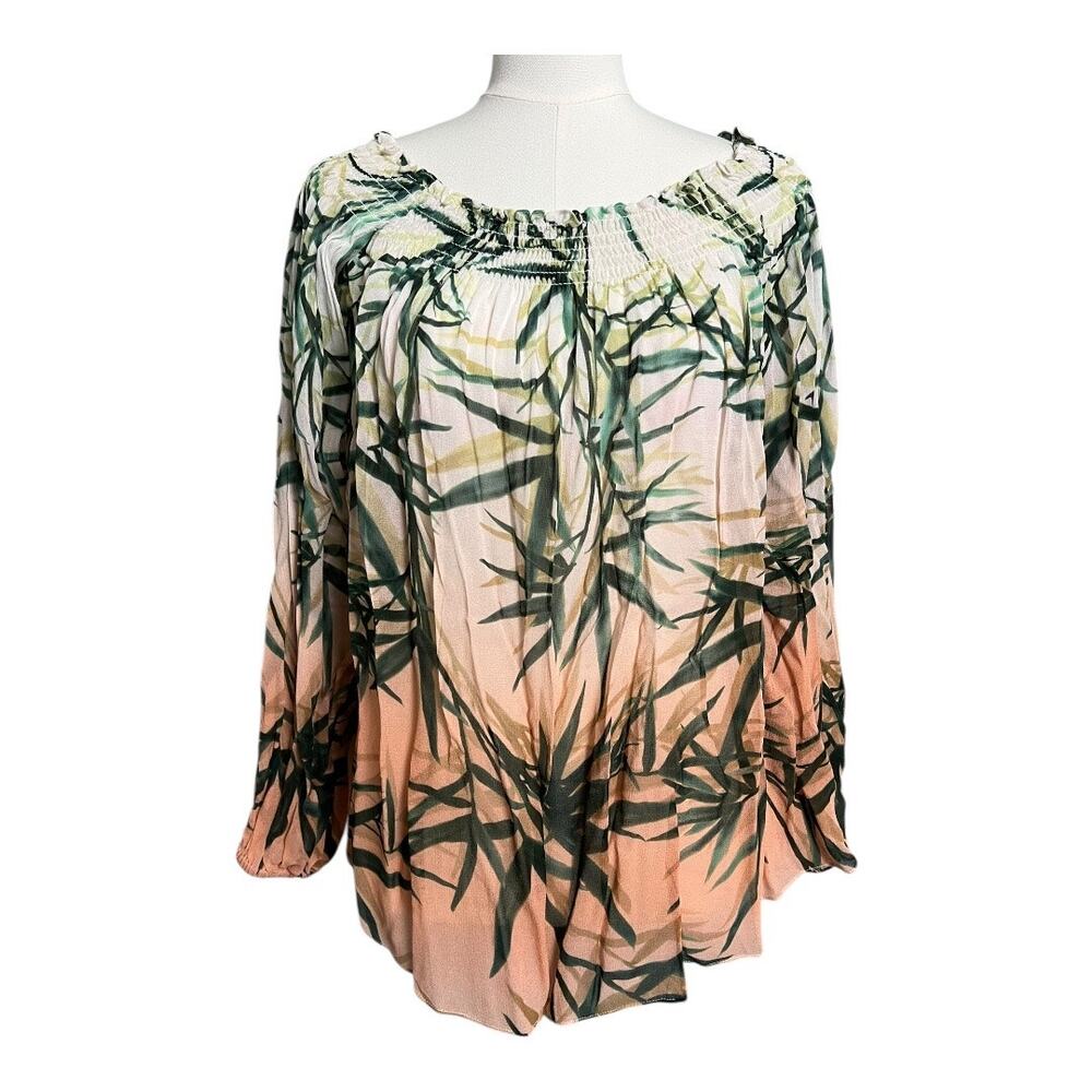 Sheer Chiffon Boho off the Shoulder Blouse Shirt Top Indie Fairy Jungle Tropical
